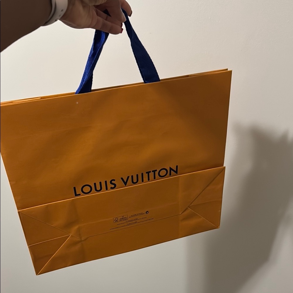 Louis Vuitton Bold Orange Bag with Blue Handles